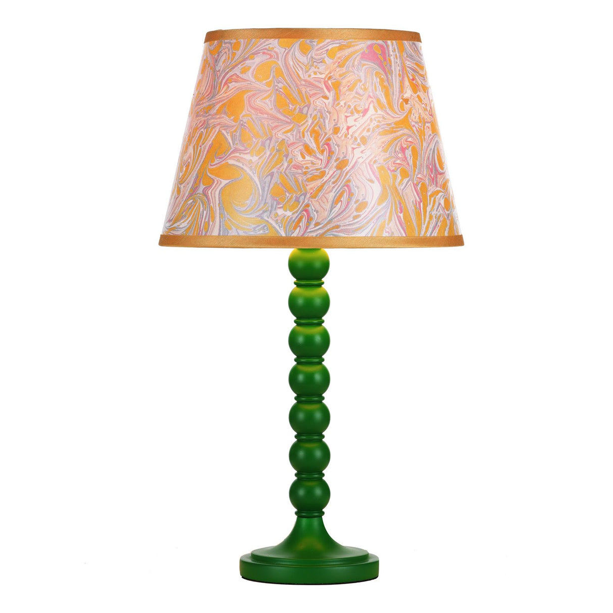 Spool Table Lamp Green With Shade
