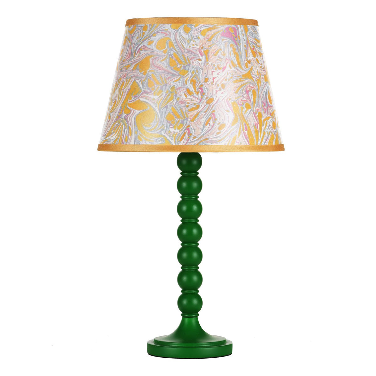 Spool Table Lamp Green With Shade