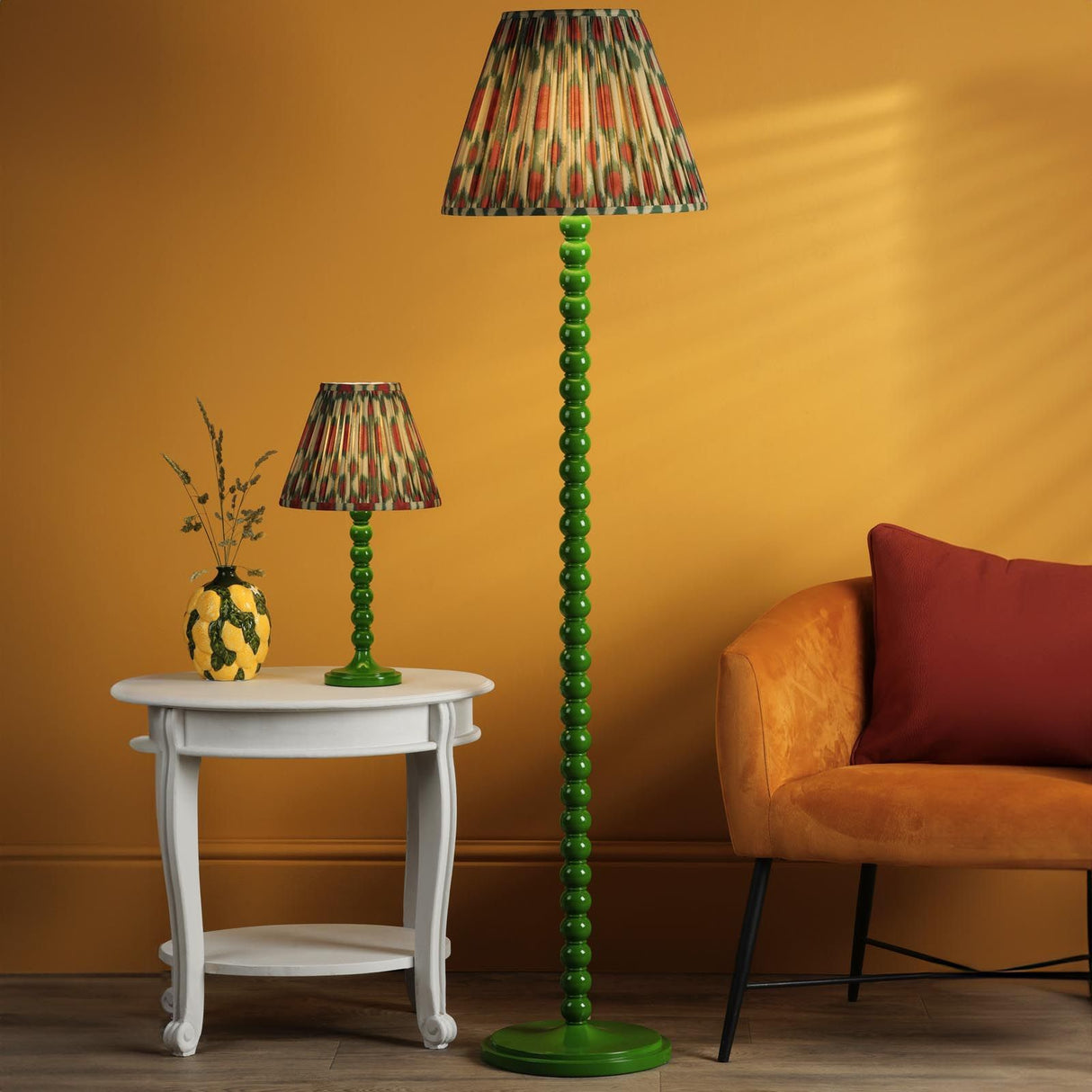 Spool Table Lamp Gloss Green Base Only