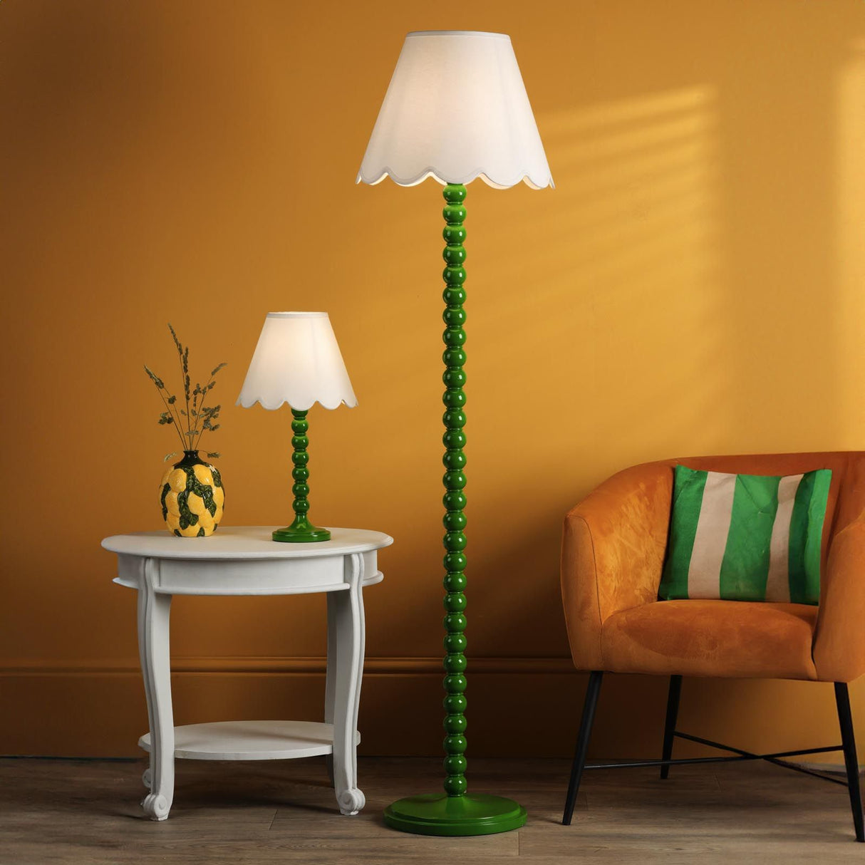 Spool Table Lamp Gloss Green Base Only