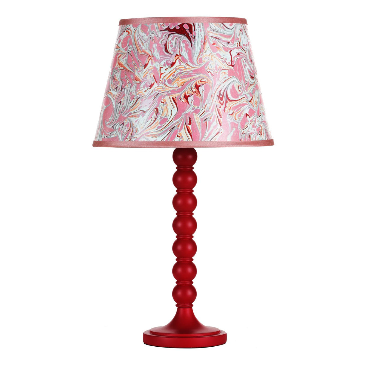 Spool Table Lamp Red With Shade