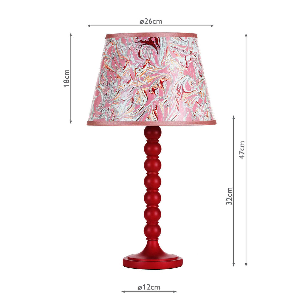 Spool Table Lamp Gloss Red Base Only
