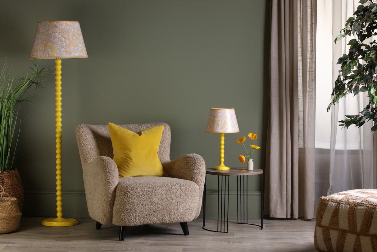 Spool Table Lamp Yellow With Shade