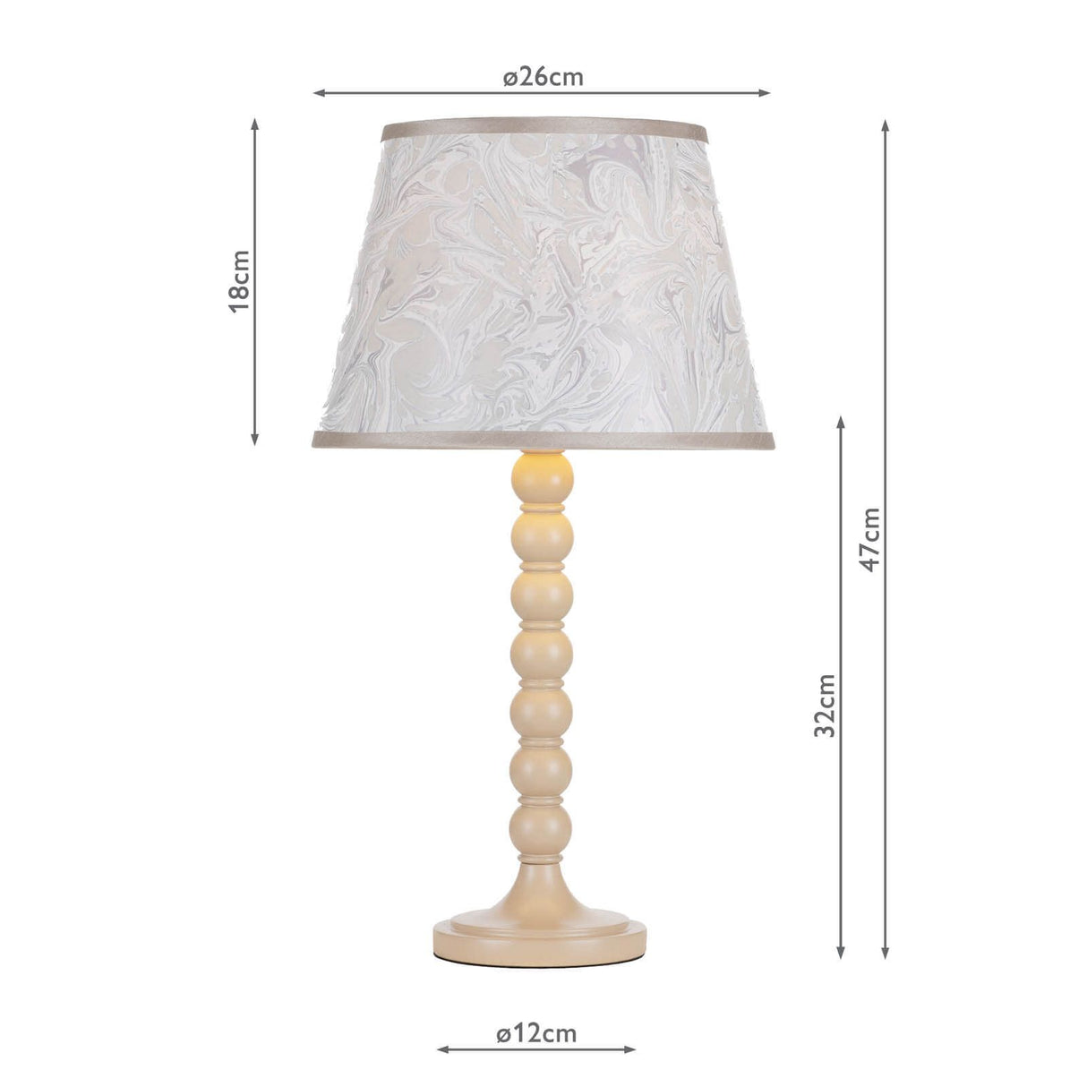 Spool Table Lamp Gloss Taupe Base Only