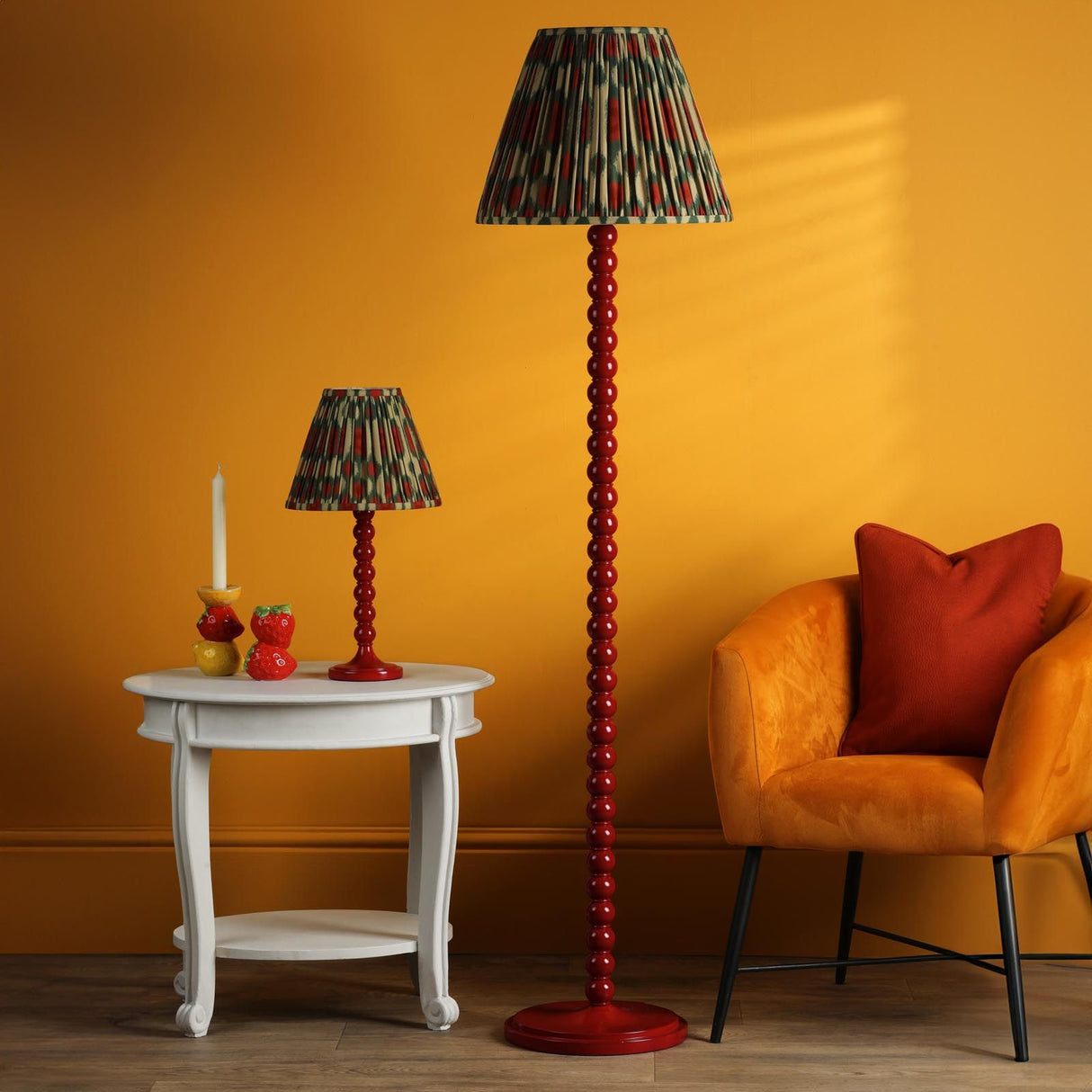 Spool Floor Lamp Gloss Red Base Only