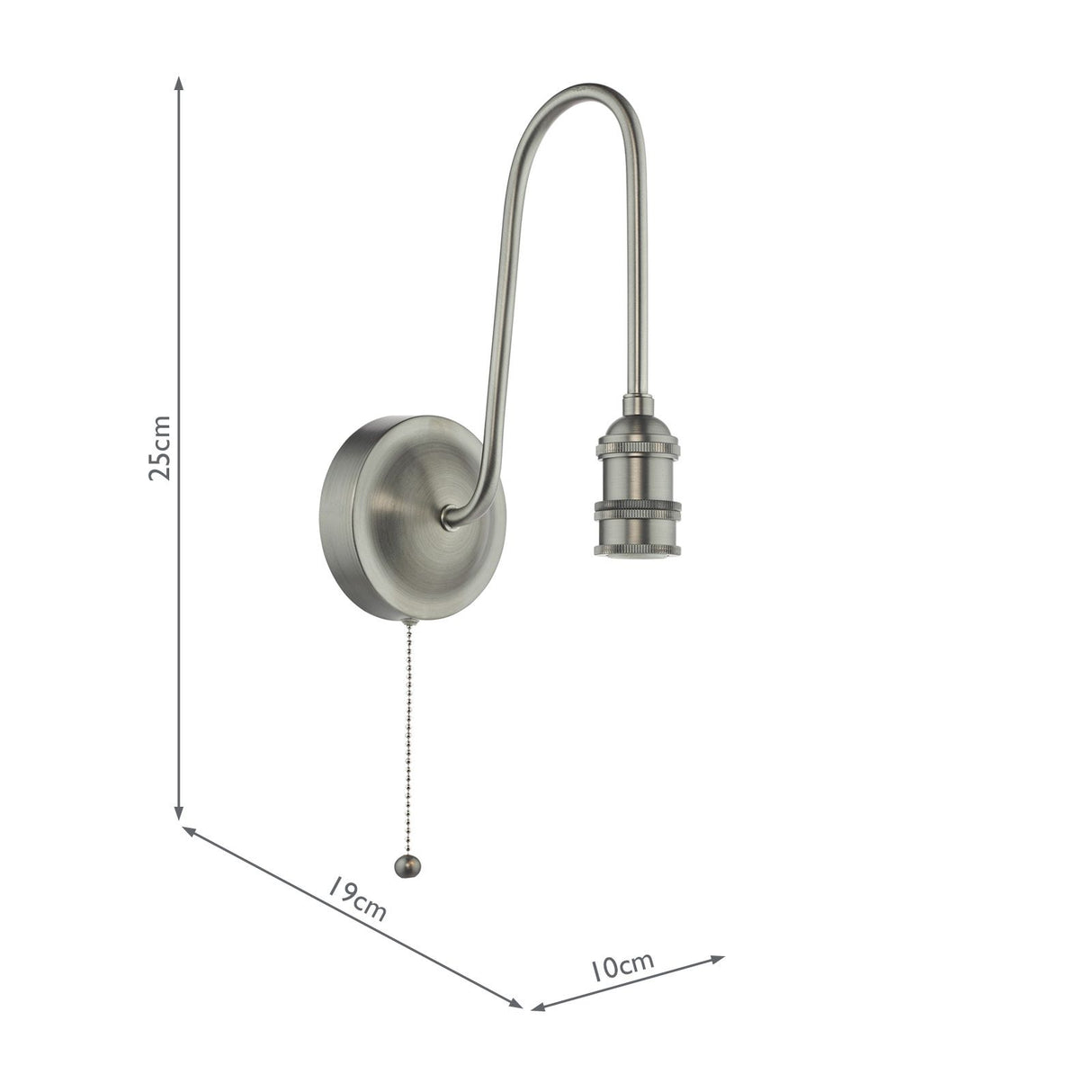 Tall Wall Light Antique Chrome Bracket Only