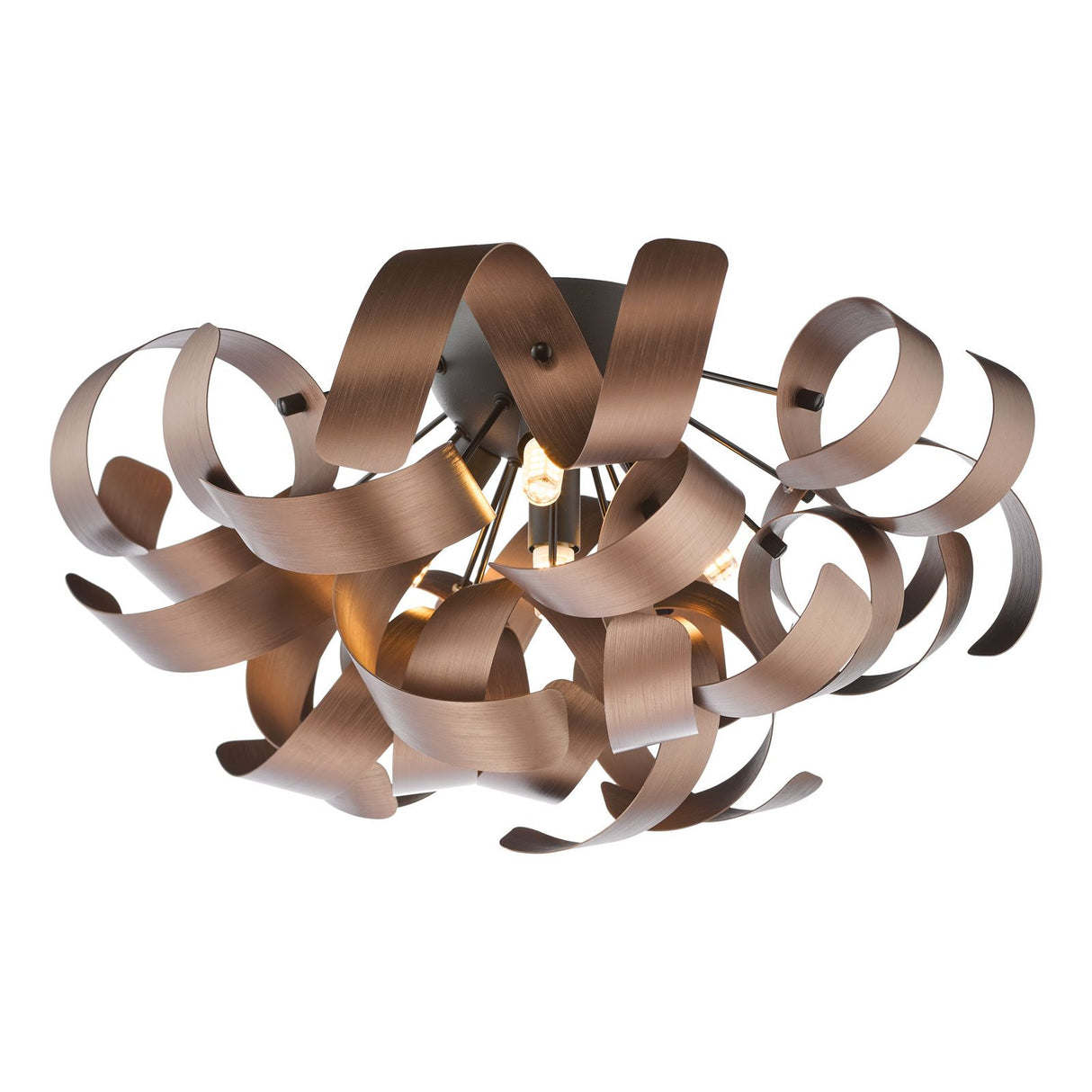 Swash 4 Light Flush Black With Copper Ribbons