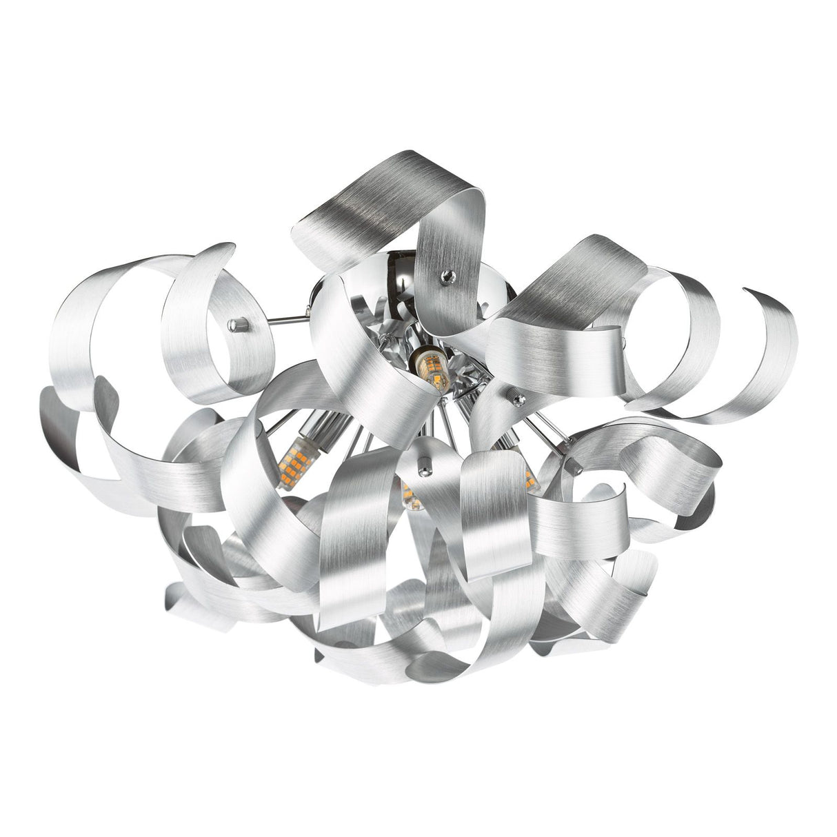 Swash 4 Light Flush Polished Chrome With Aluminium Ribbons