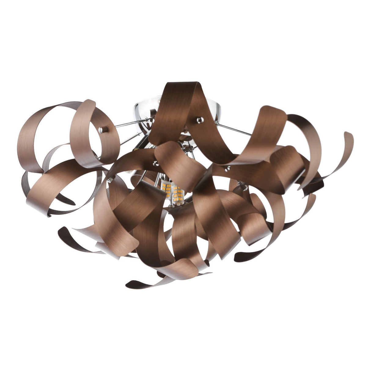 Swash 4 Light Flush Polished Chrome With Copper Ribbons
