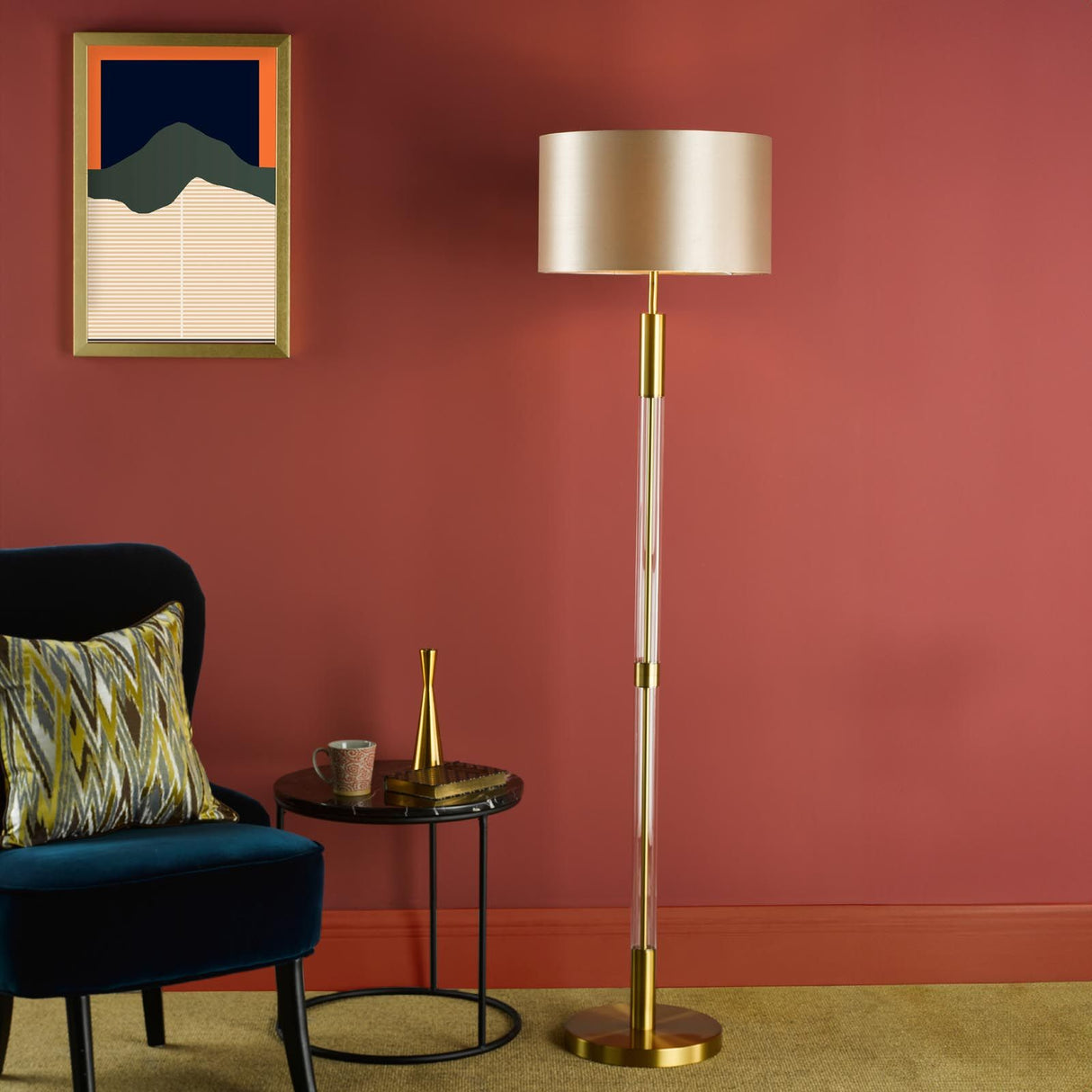 Sylvester Floor Lamp Antique Brass and Glass Base Only