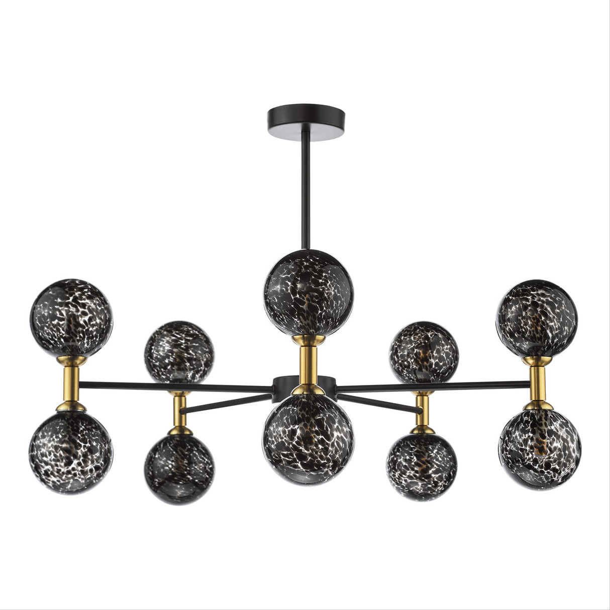 Takara 10 Light Semi-Flush Matt Black and Bronze With Black Confetti Glass
