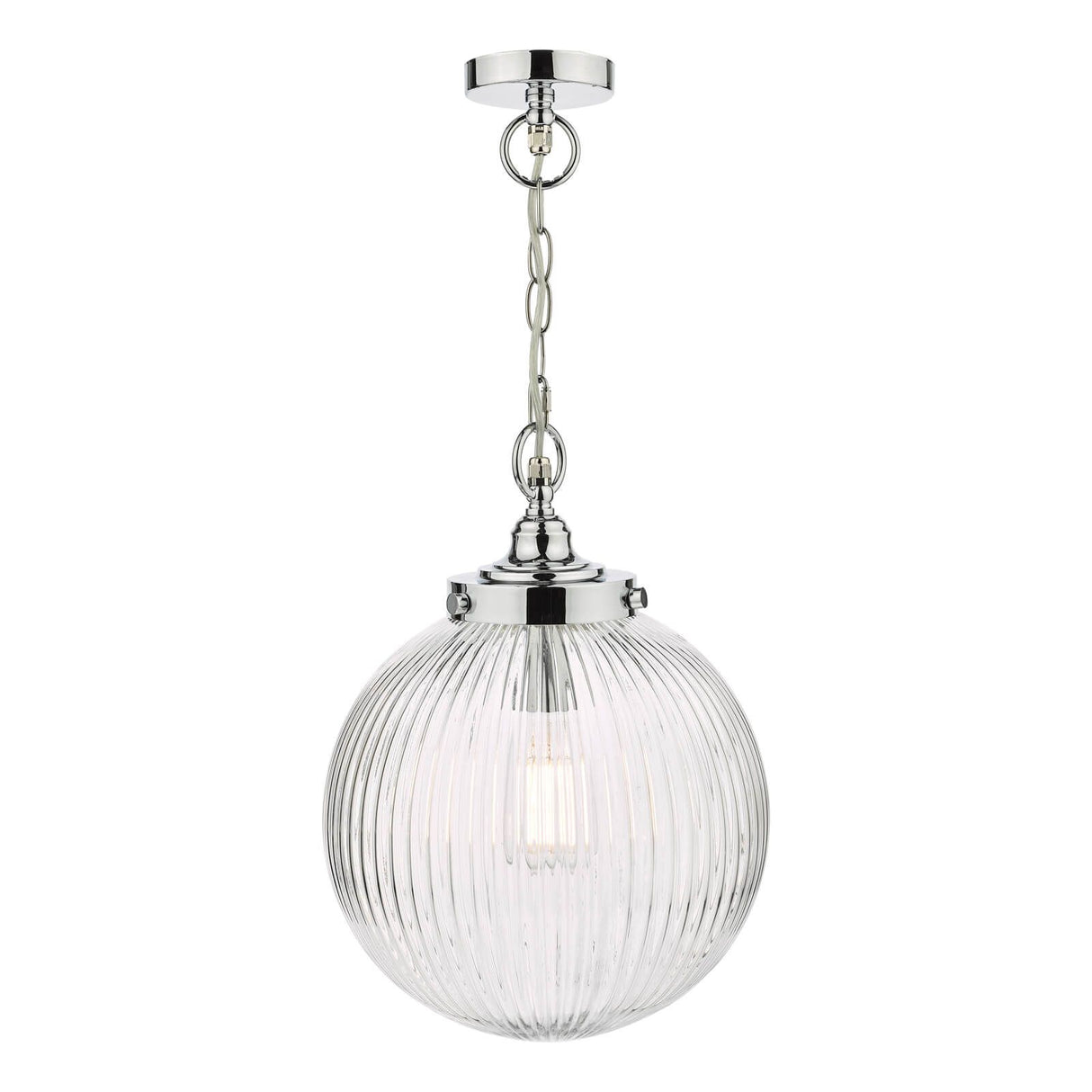 Tamara Bathroom Ceiling Light Polished Chrome and Ribbed Glass IP44