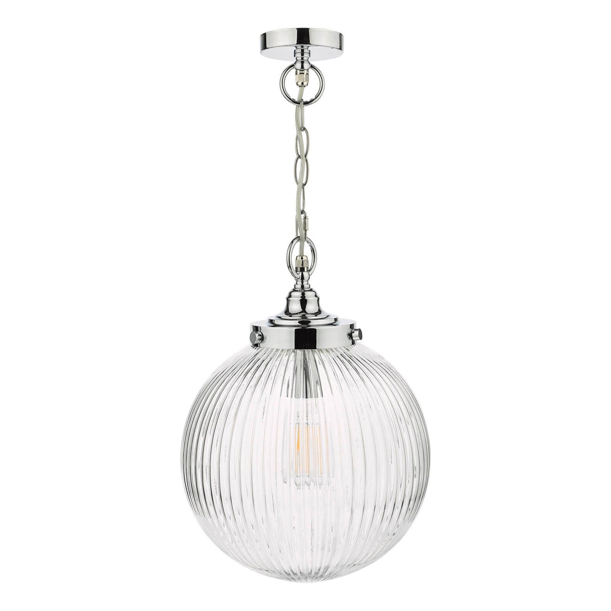 Tamara Bathroom Ceiling Light Polished Chrome and Ribbed Glass IP44