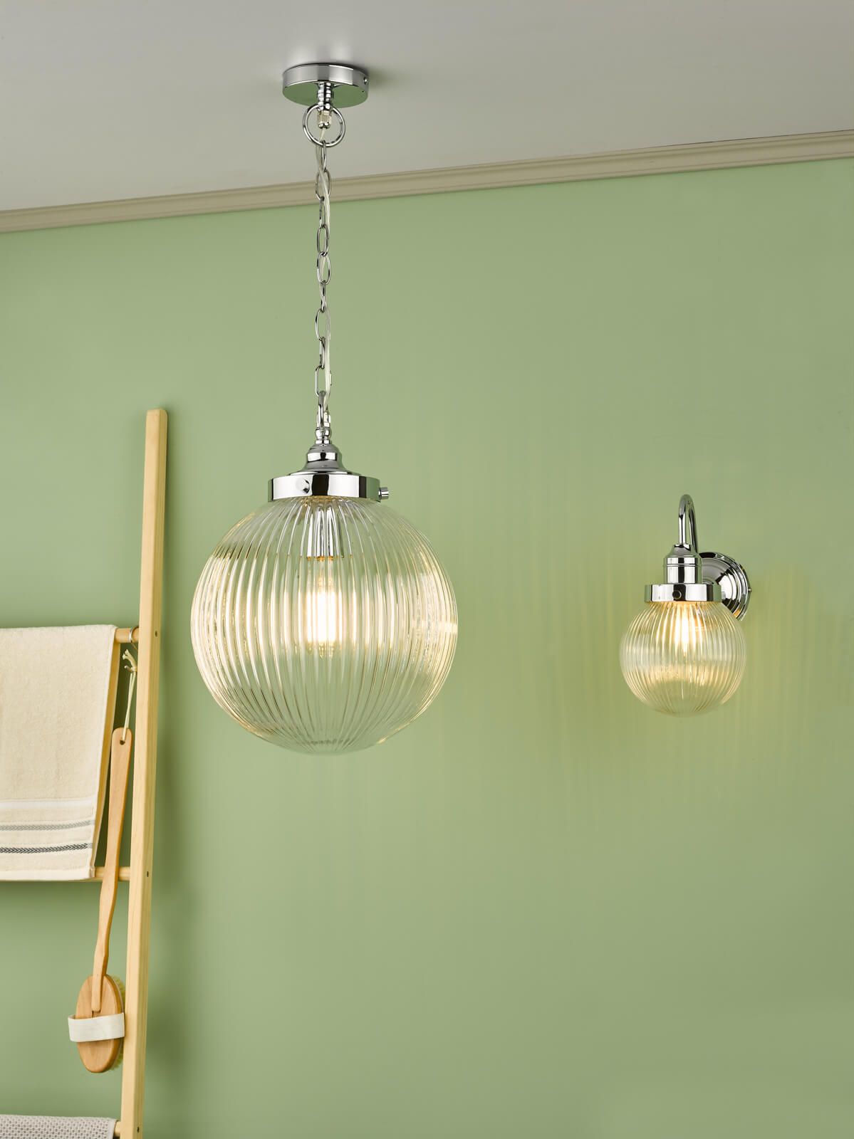 Tamara Bathroom Ceiling Light Polished Chrome and Ribbed Glass IP44