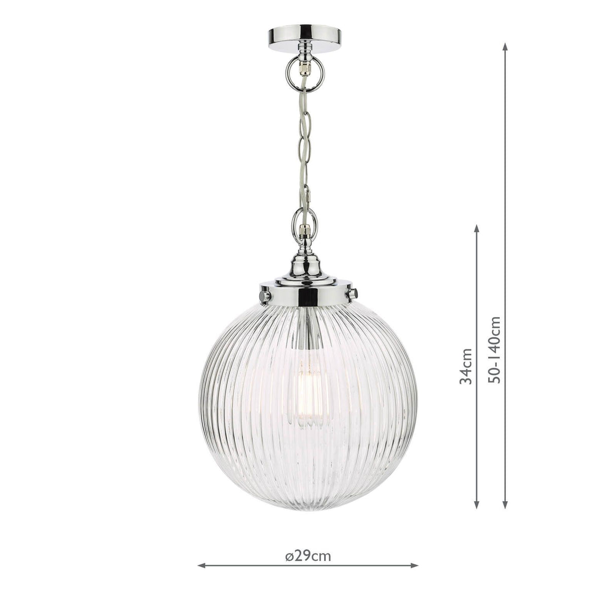 Tamara Bathroom Ceiling Light Polished Chrome and Ribbed Glass IP44