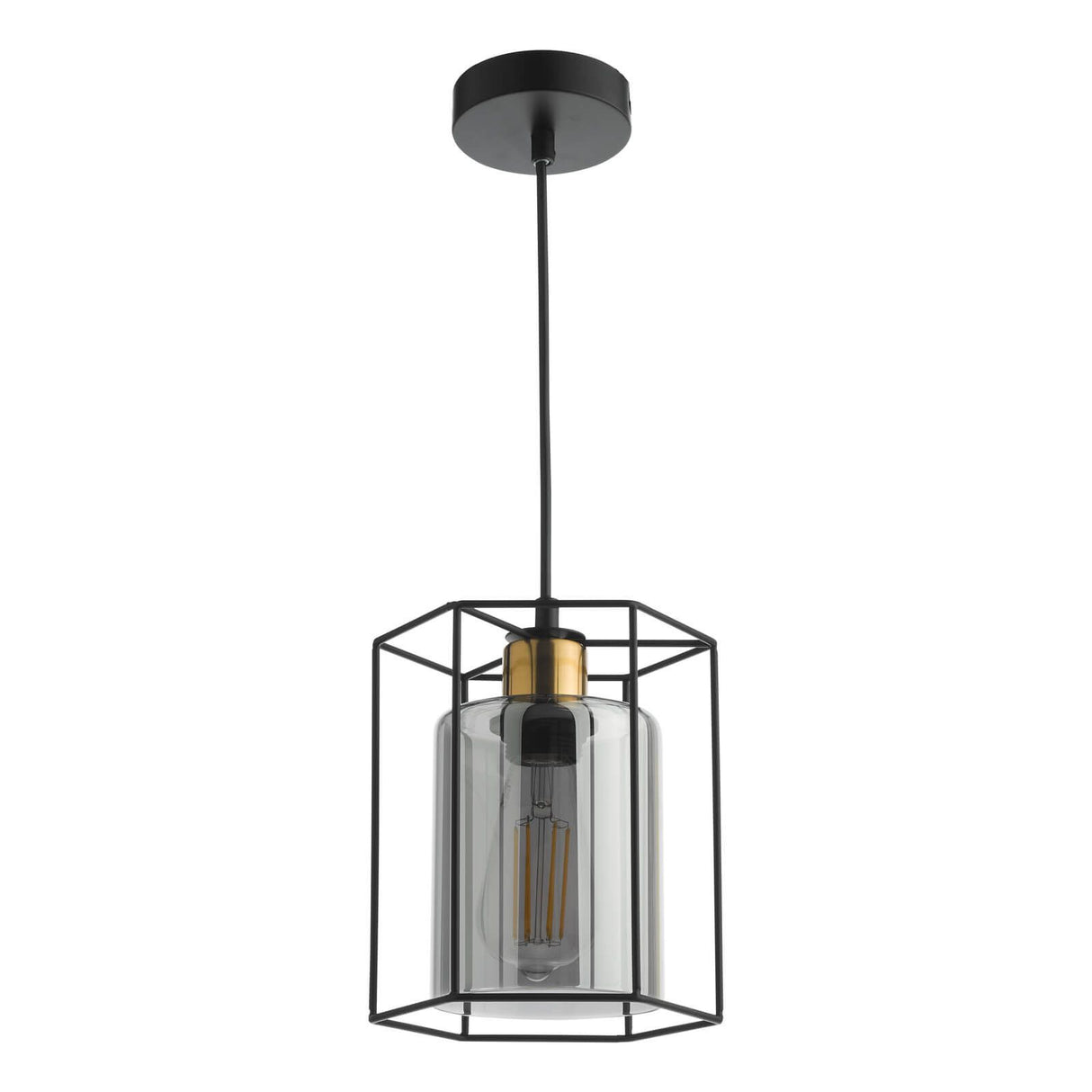 Tatum Pendant Matt Black and Smoked Glass