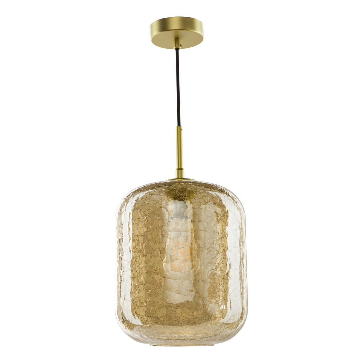 Tavia Pendant Satin Gold and Amber Glass