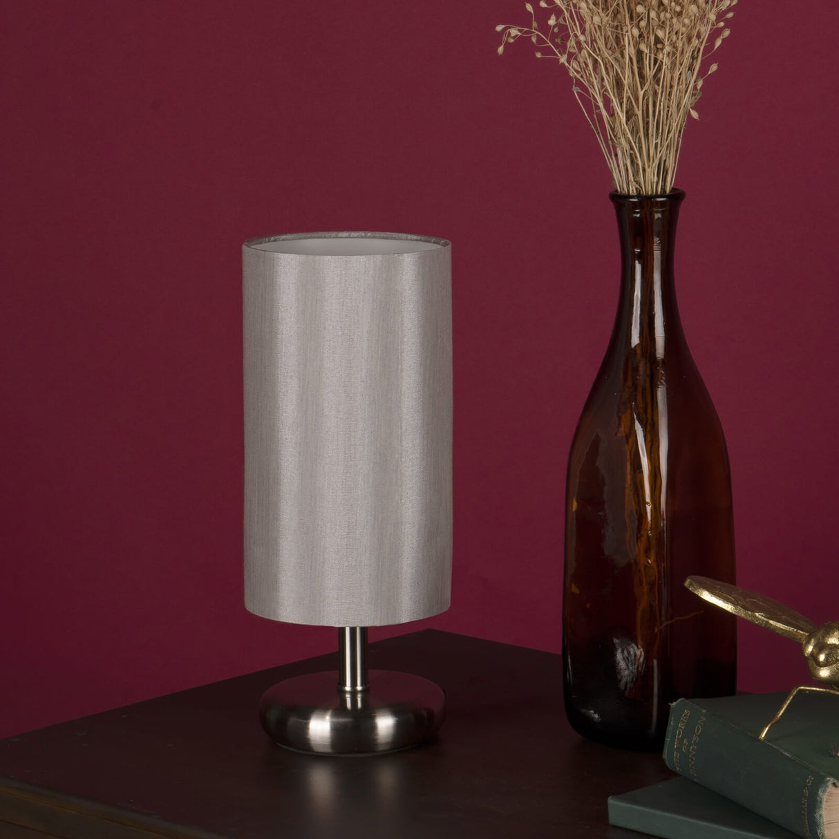 Tico Touch Table Lamp Satin Chrome With Shade