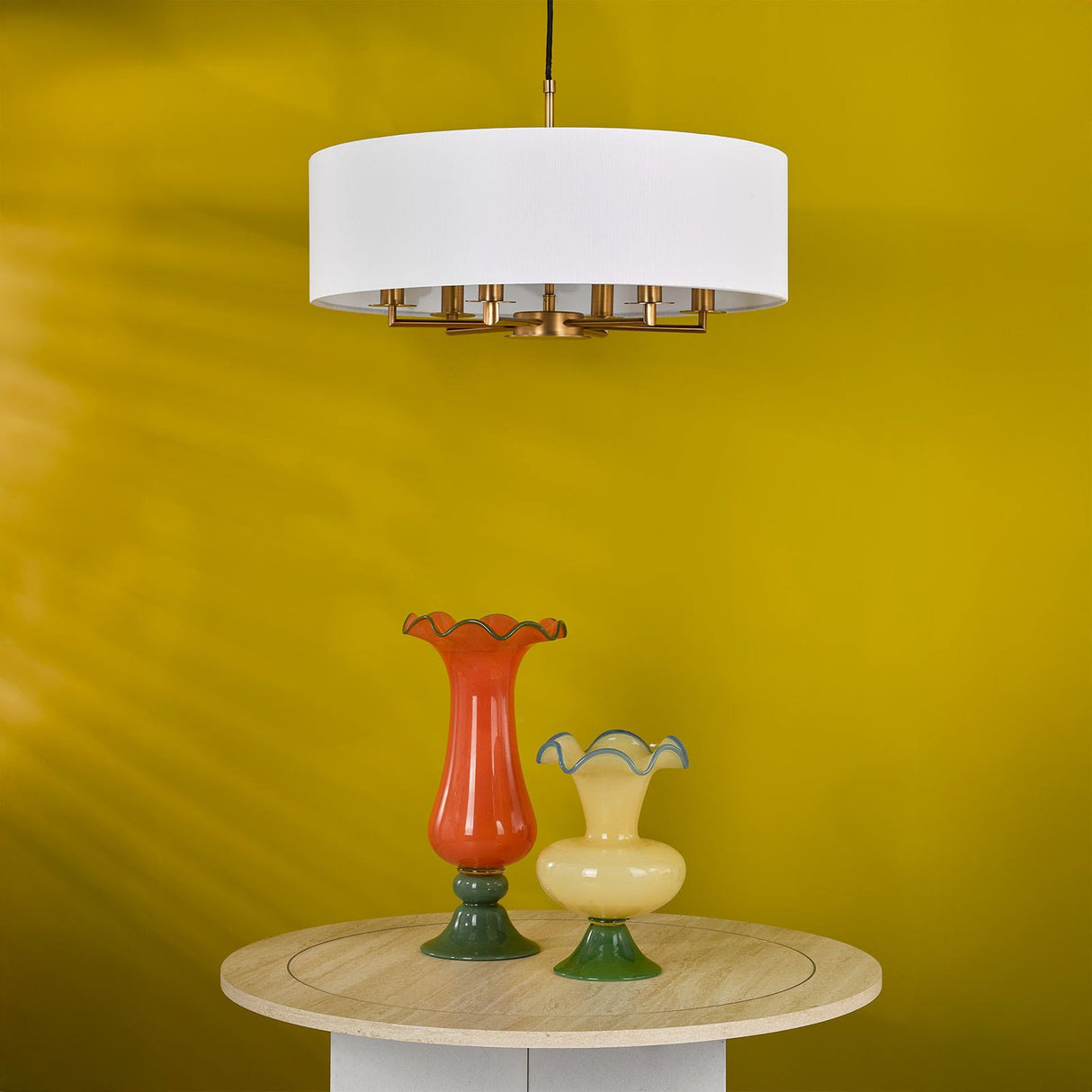 Tyler 6 Light Shadelier Antique Bronze and White With Shade