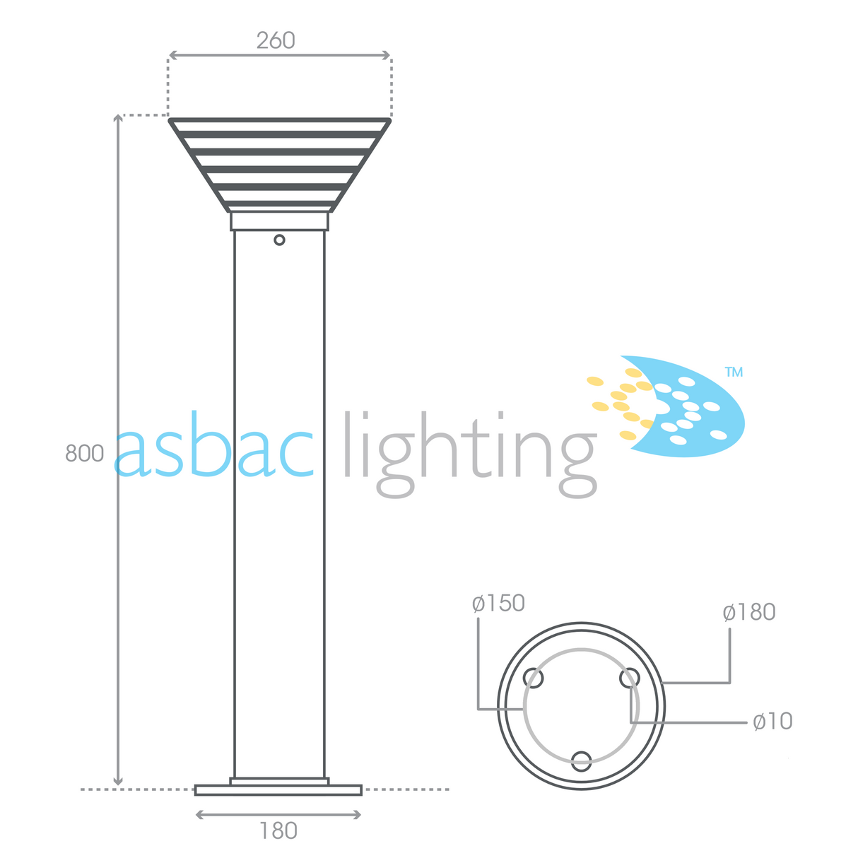 Trinity 800 Flange Mount Solar 3.5W LED 2700K/5000K, Solar Bollard, Black/Frosted
