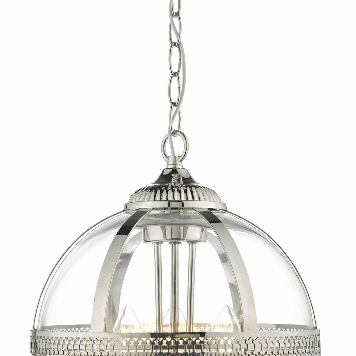 Vanessa 3 Light Pendant Polished Nickel & Glass