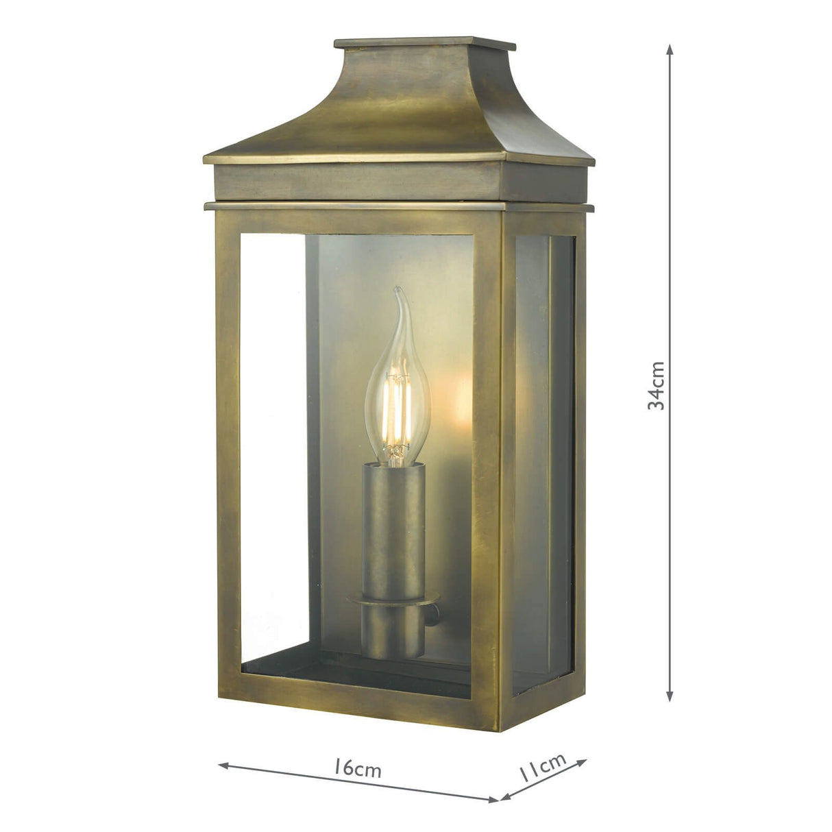Vapour Coach Lantern Outdoor Wall Light Weathered Brass IP44