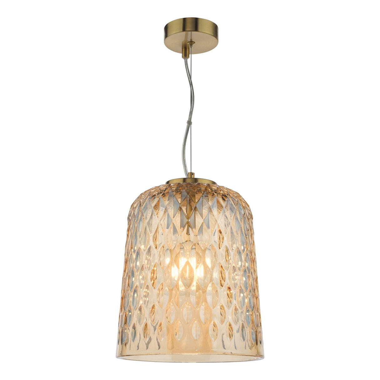 Varius Pendant Natural Brass and Amber Glass