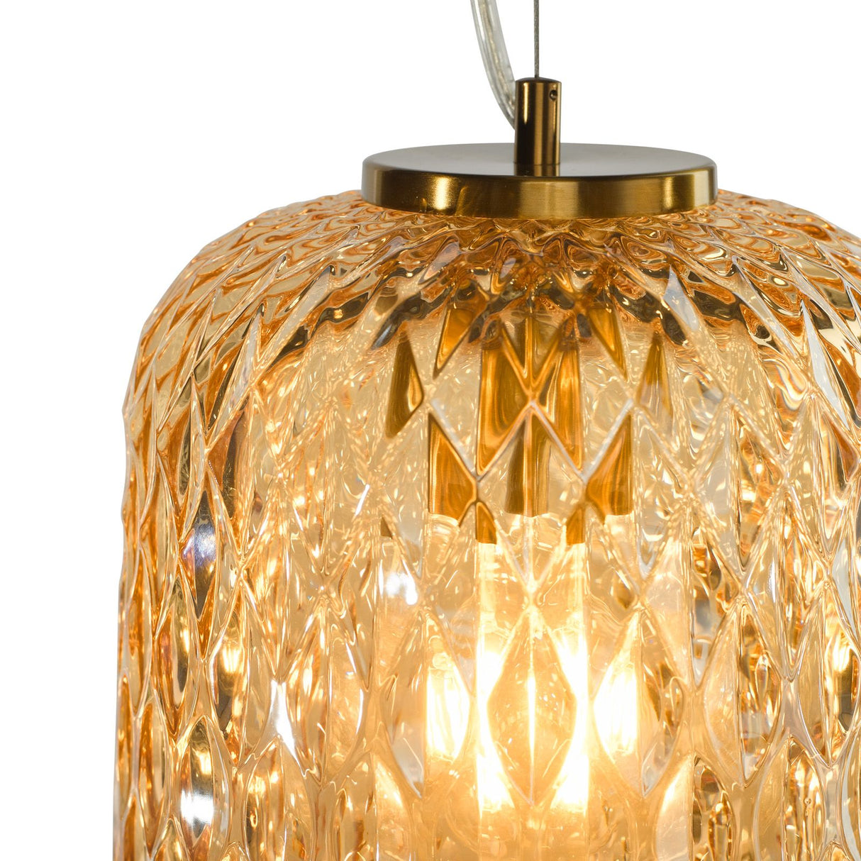 Varius Pendant Natural Brass and Amber Glass