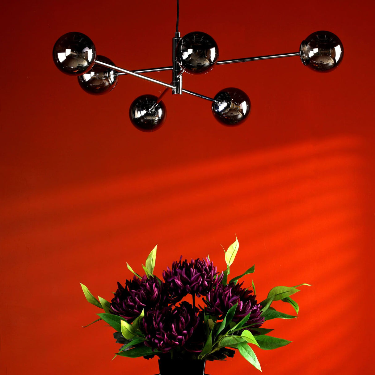 Vignette 6 Light Pendant Polished Chrome With Smoked Glass