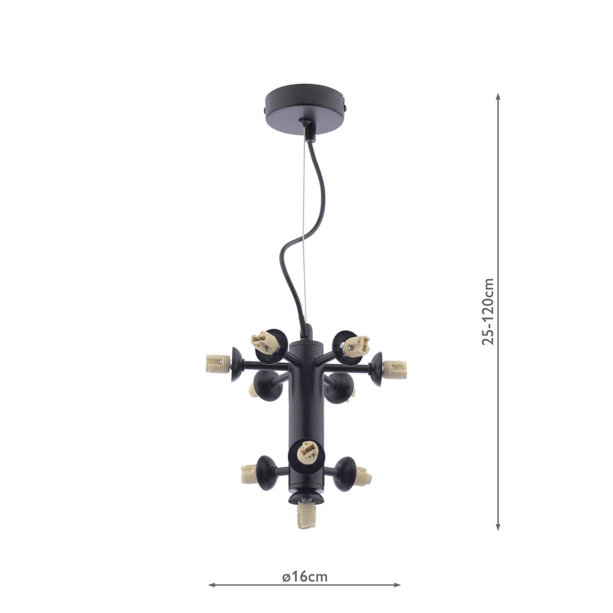 Vine 10 Light Pendant Satin Black Fitting Only