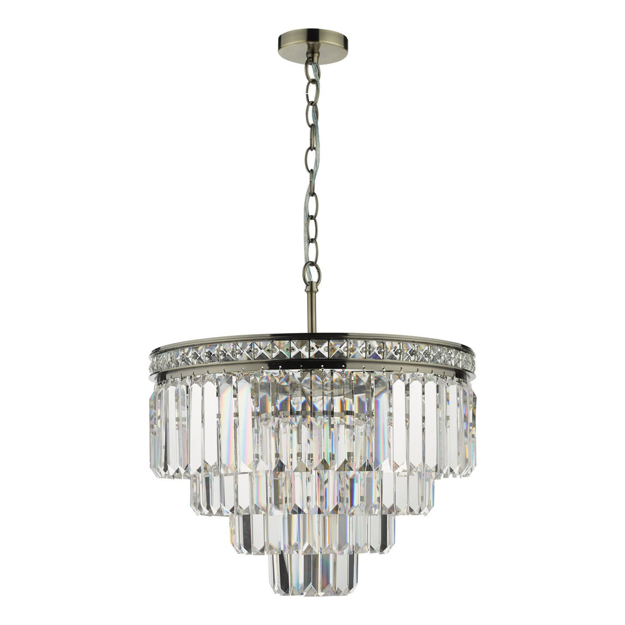 Vyana 4 Light Pendant Antique Brass Crystal