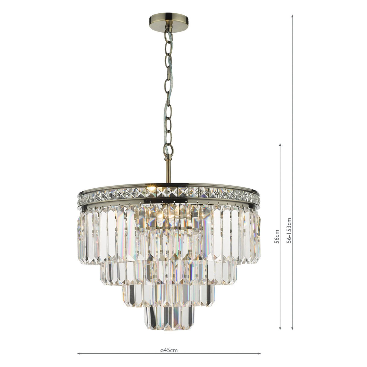 Vyana 4 Light Pendant Antique Brass Crystal