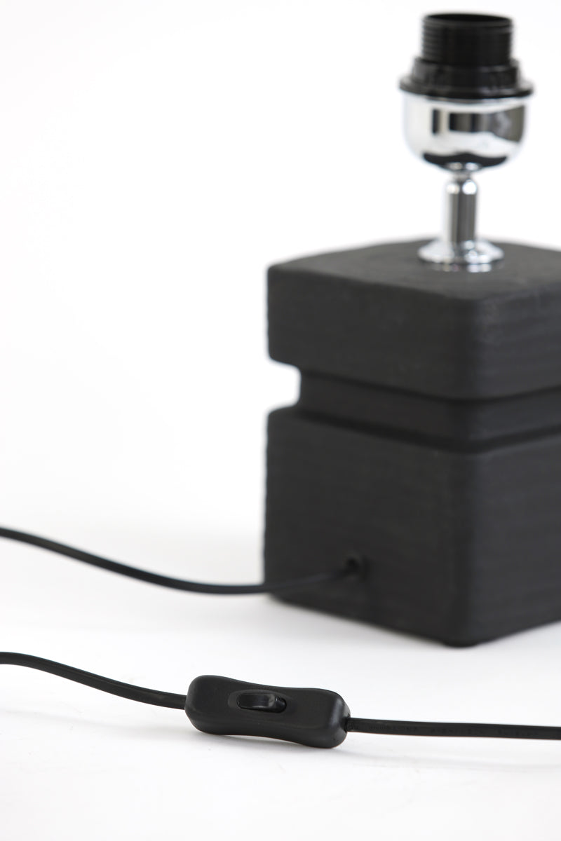 Sleek Black Ceramic Lamp Base, 12.5x12.5x24.5 cm