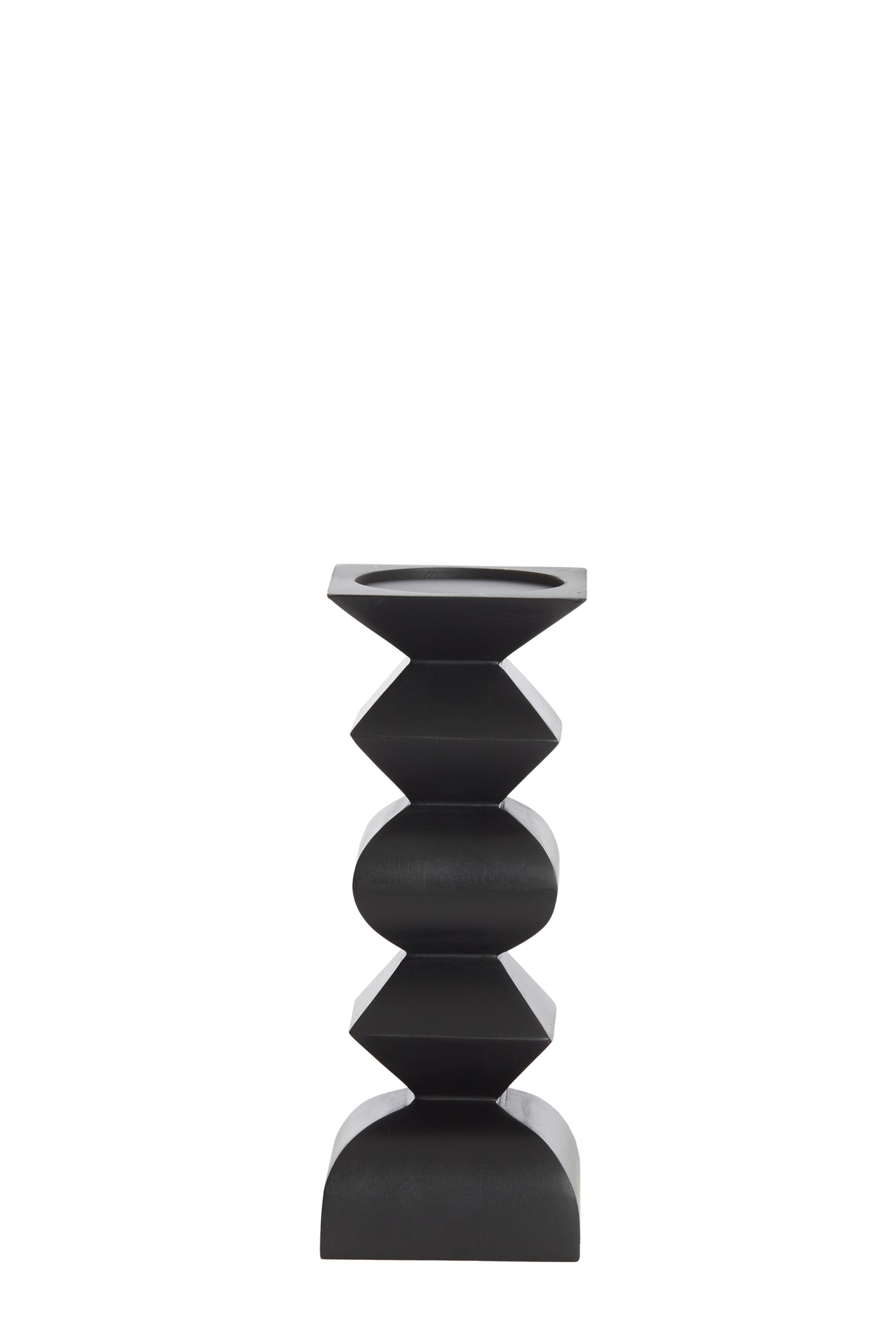Alverca Wooden Candle Holder - Matte Black, Ø10.5x26 cm