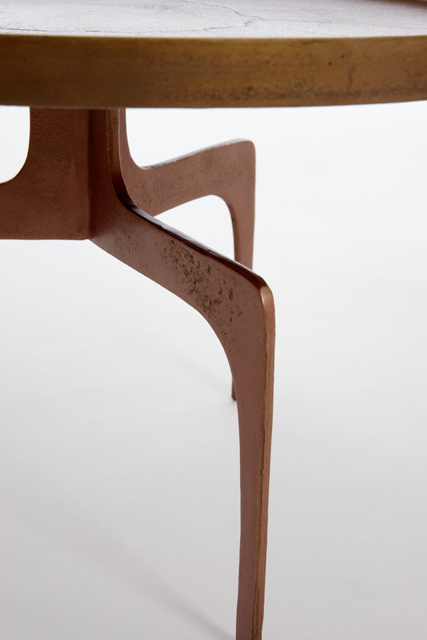 Rustic Bronze Nesting Coffee Tables - Set of 2, Pano Design (Ø64x39 cm & Ø75x44 cm)