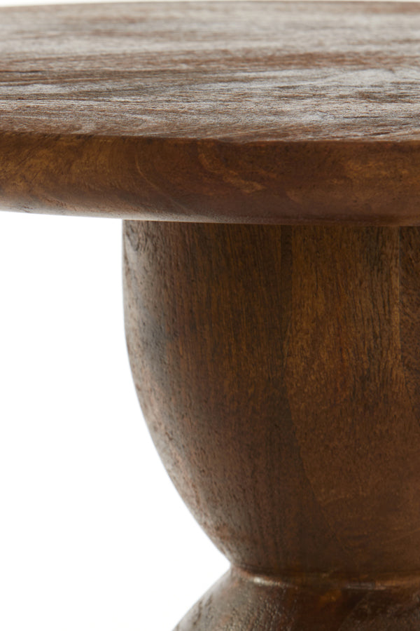 Round 50cm Mango Wood Side Table in Rich Brown Finish