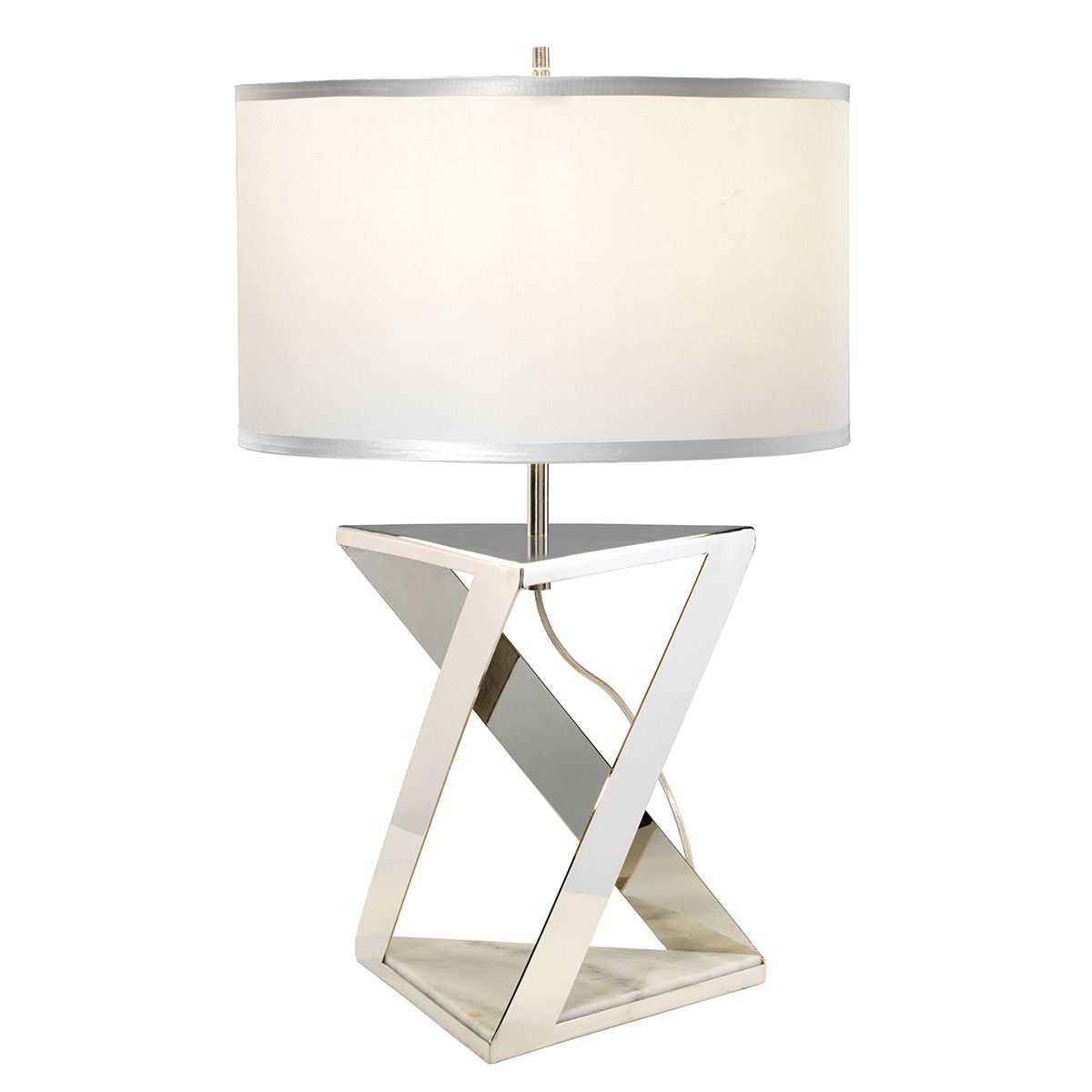 Elegant Aegeus Table Lamp with Polished Nickel and Marble Base, Includes Shade