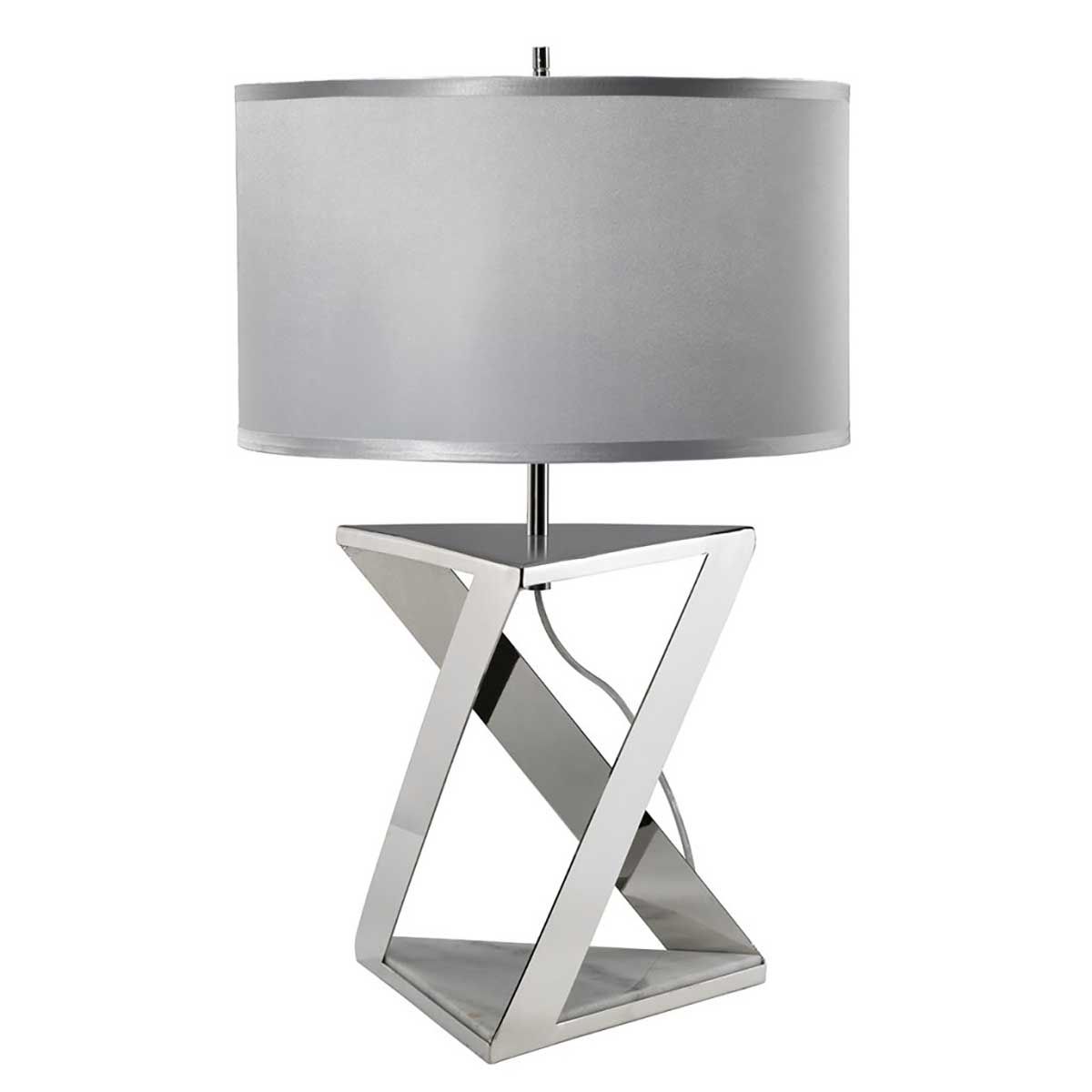 Elegant Aegeus Table Lamp with Polished Nickel and Marble Base, Includes Shade