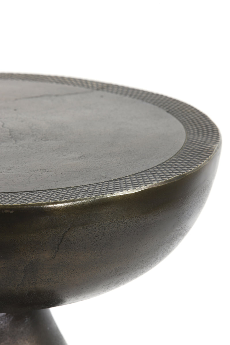 Antique Bronze Finish Round Side Table 39.5x53 cm