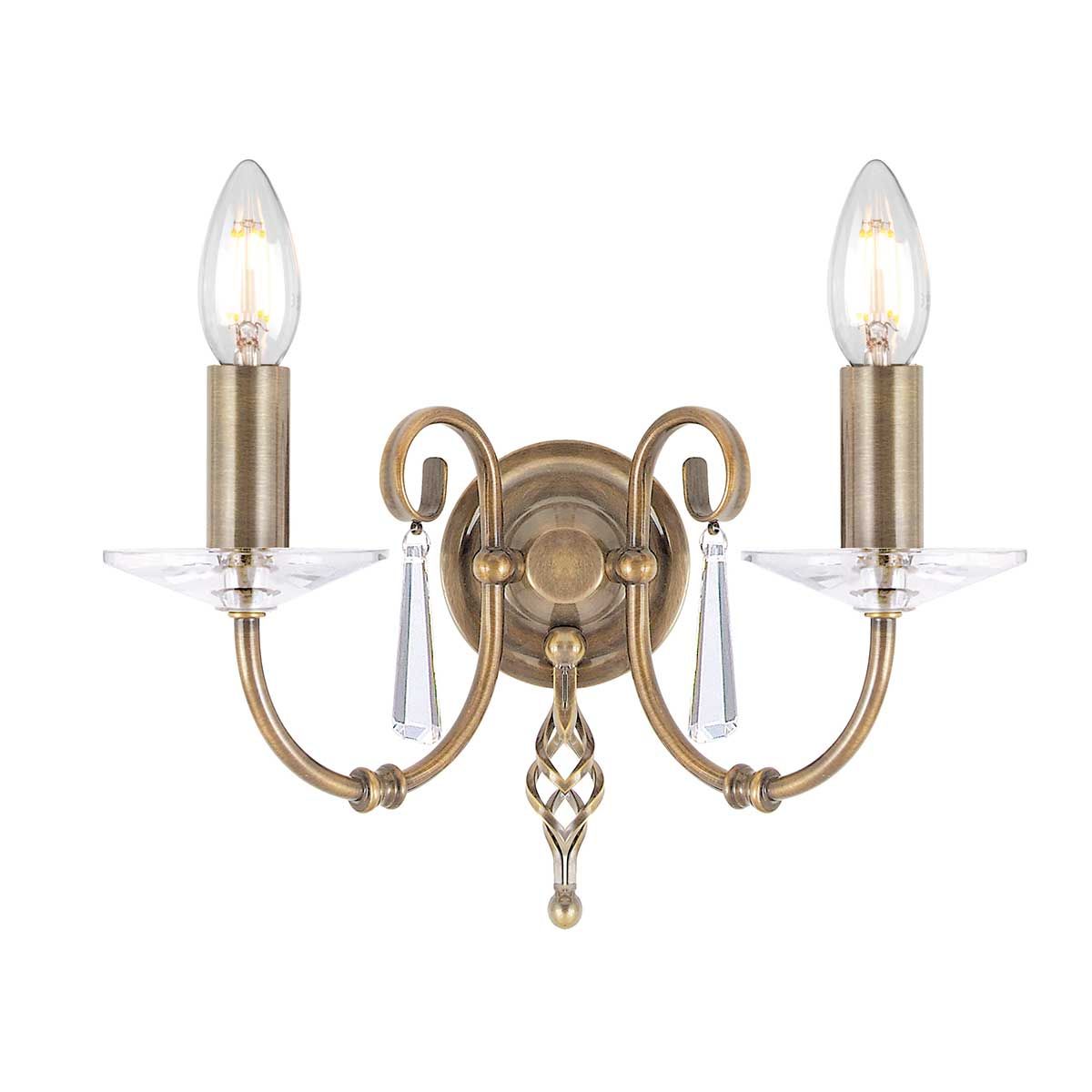 Aegean Twin Light Wall Sconce in Aged Brass Finish