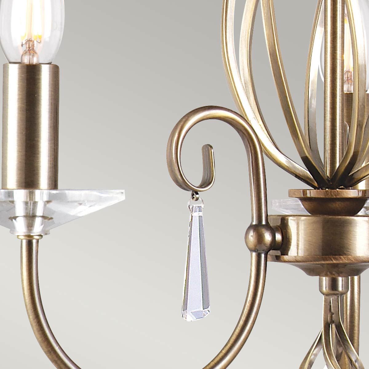 Aegean Vintage Antique Chandelier with Aged Brass Finish and Cut Glass Accents