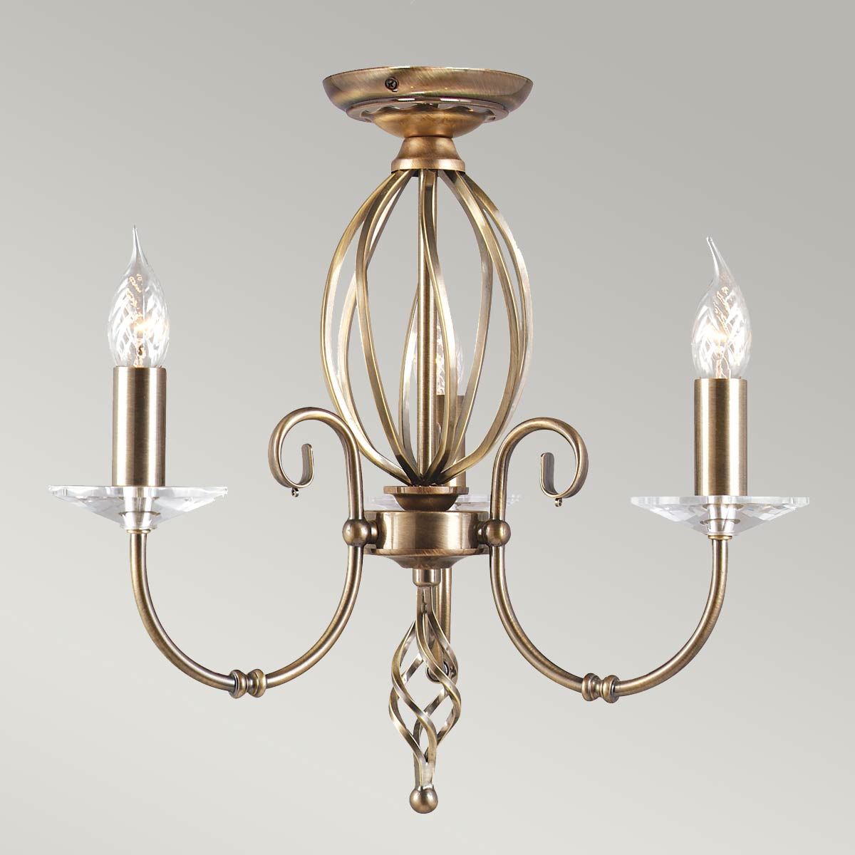 Aegean Vintage Antique Chandelier with Aged Brass Finish and Cut Glass Accents