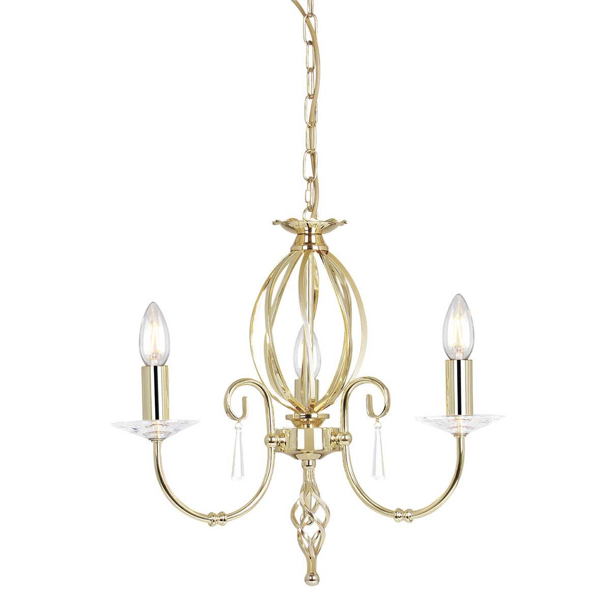 Aegean 3-Light Classic Vintage Chandelier in Polished Brass