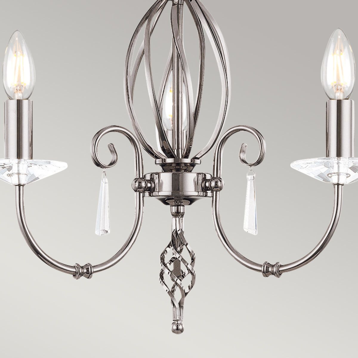 Aegean 3 Light Vintage Antique Chandelier in Polished Nickel Finish