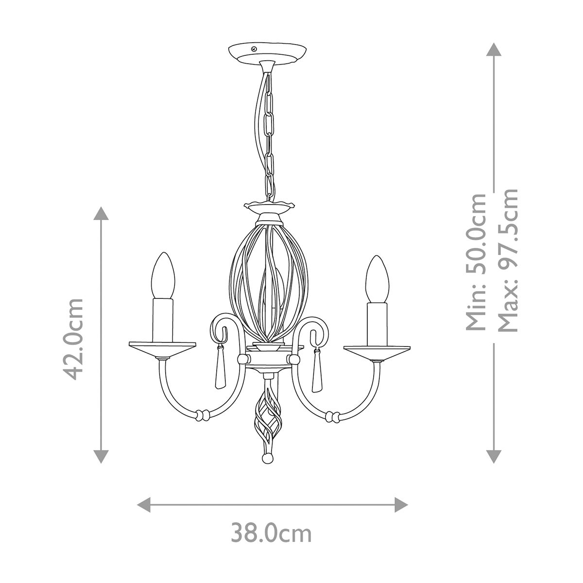 Aegean 3 Light Vintage Antique Chandelier in Polished Nickel Finish