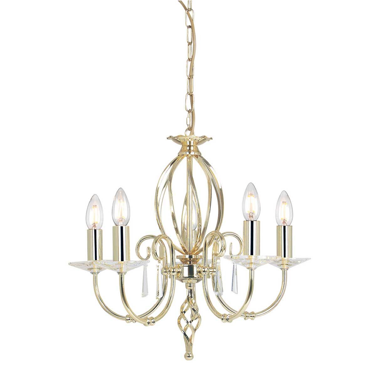 Aegean Vintage Antique Five-Light Chandelier in Polished Brass