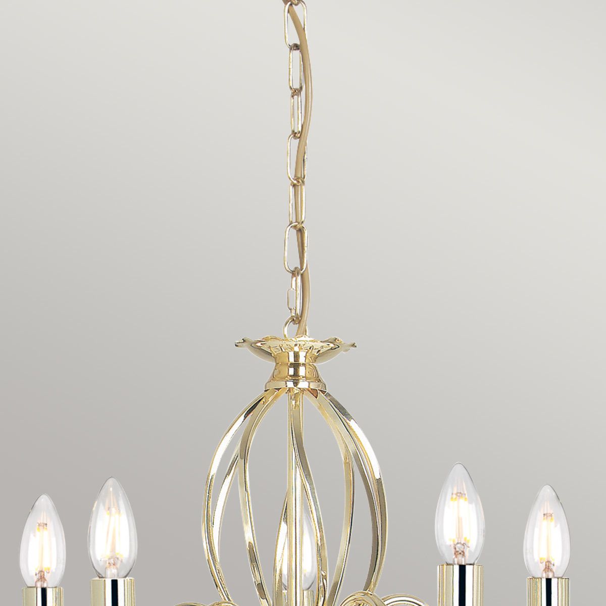 Aegean Vintage Antique Five-Light Chandelier in Polished Brass