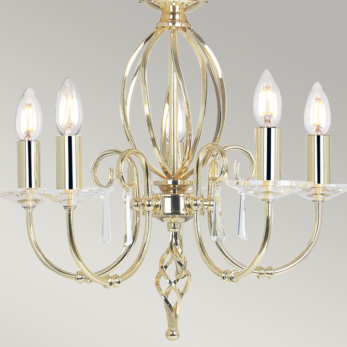 Aegean Vintage Antique Five-Light Chandelier in Polished Brass