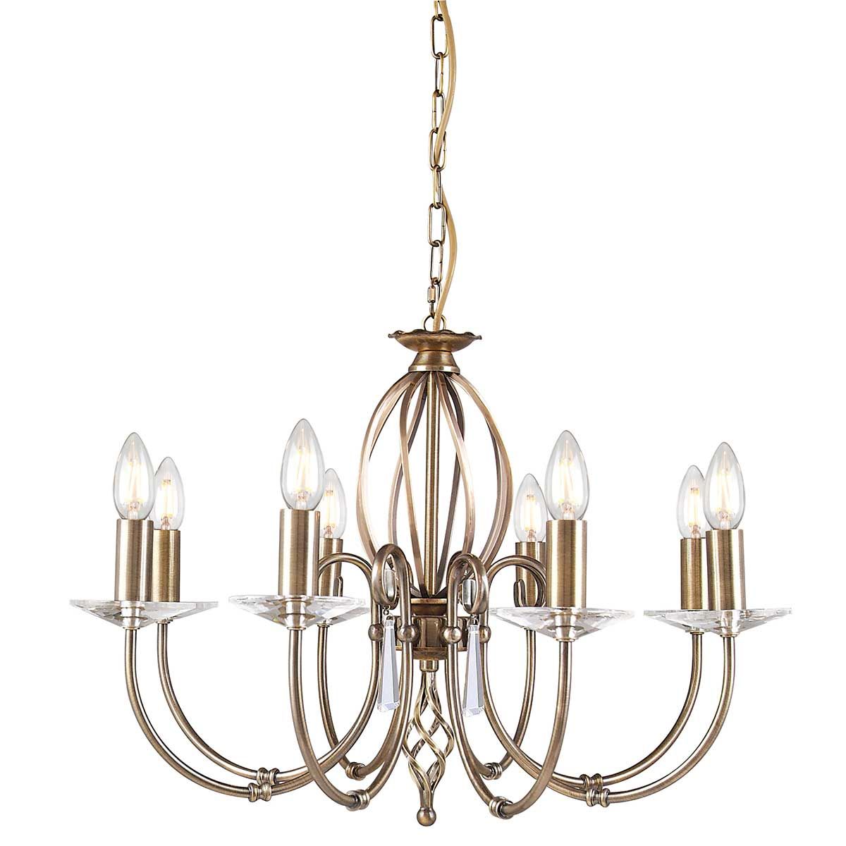 Aegean 8-Light Antique Brass Chandelier with Vintage Elegance
