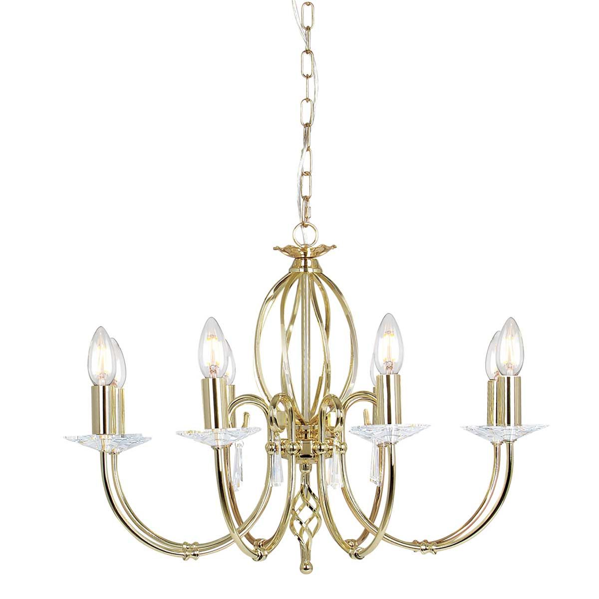Aegean 8-Light Vintage Antique Chandelier in Polished Brass Finish